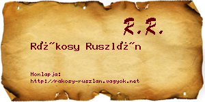 Rákosy Ruszlán névjegykártya